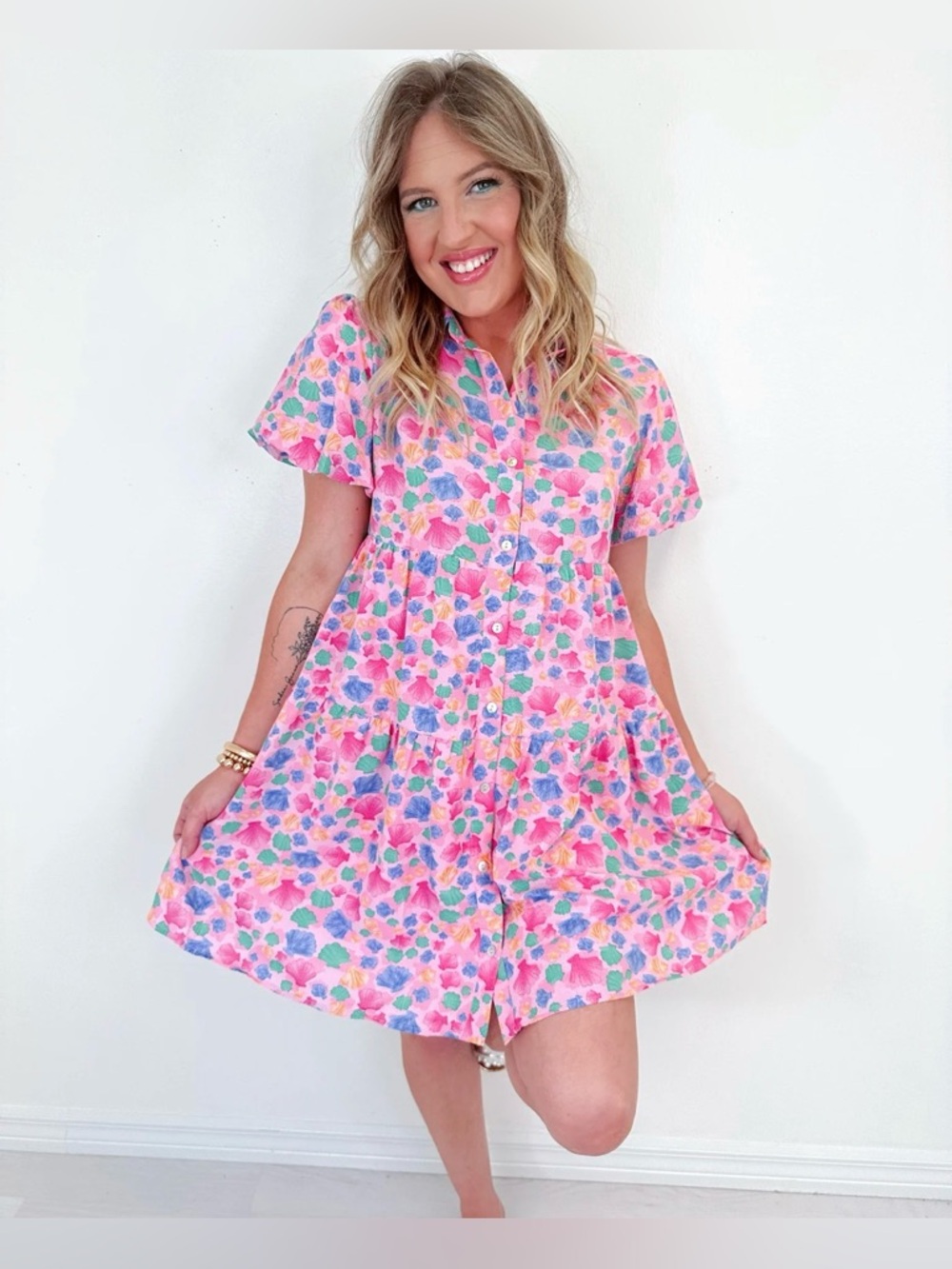 NWT SULLIVAN SEASHELL PRINT SHIRT DRESS - Picture 8 of 13